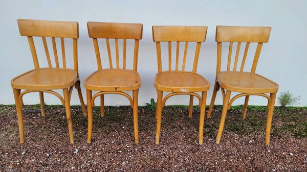 Série de 4 chaises de bistrot restaurant vintage -1950s