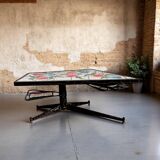 Vintage ceramic coffee table by Vallauris – floral and flat top