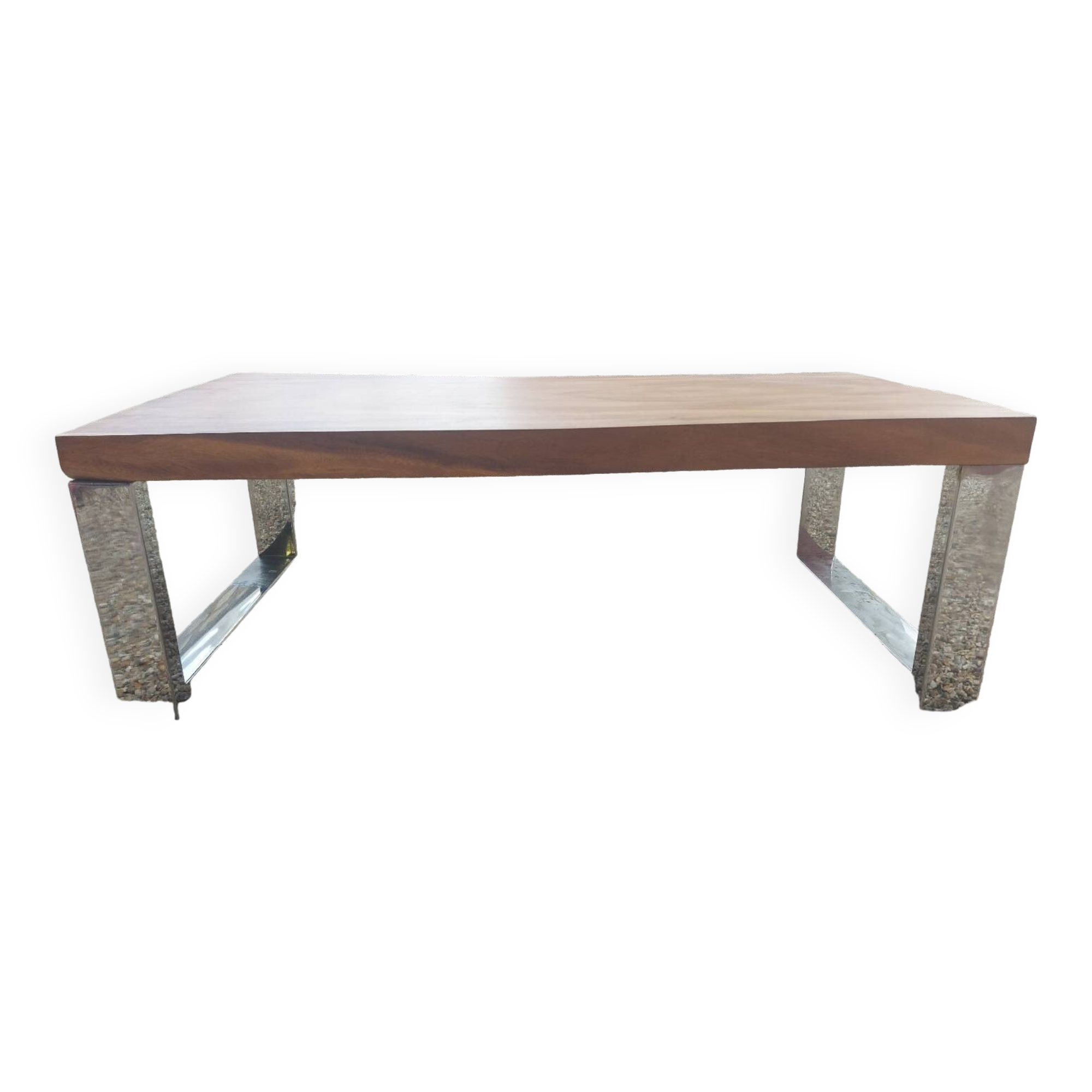 Elm tray table with chrome base