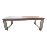 Elm tray table with chrome base