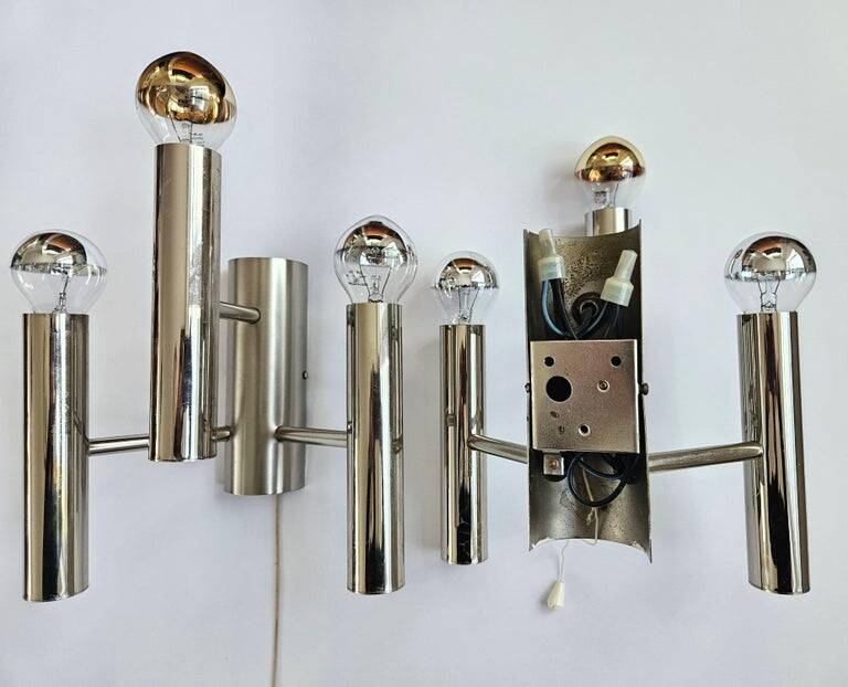 Set of Two Rare Midcentury Wall Lamp, Gaetano Sciolari, Italy, 1970s