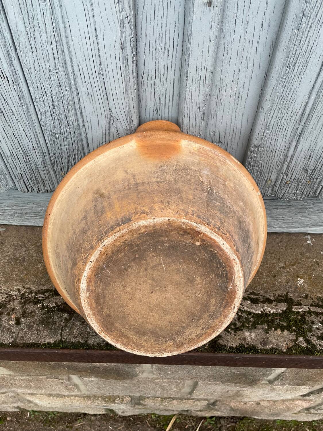 Large flat terracotta salad bowl