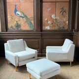 Paire de fauteuils et repose pied
