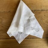 4 serviettes mousseline blanche brodées