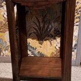 Art Deco side table in rectangular varnished brown wood with 2 shelves 1940