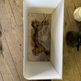 Pair of table lamps, half Corinthian capitals in carved and gilded wood, 18th century