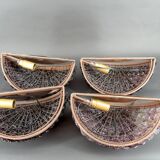 4 Wrought Iron Wall Lights with Flowers and Glass Beads, Murano, Italy, 1930