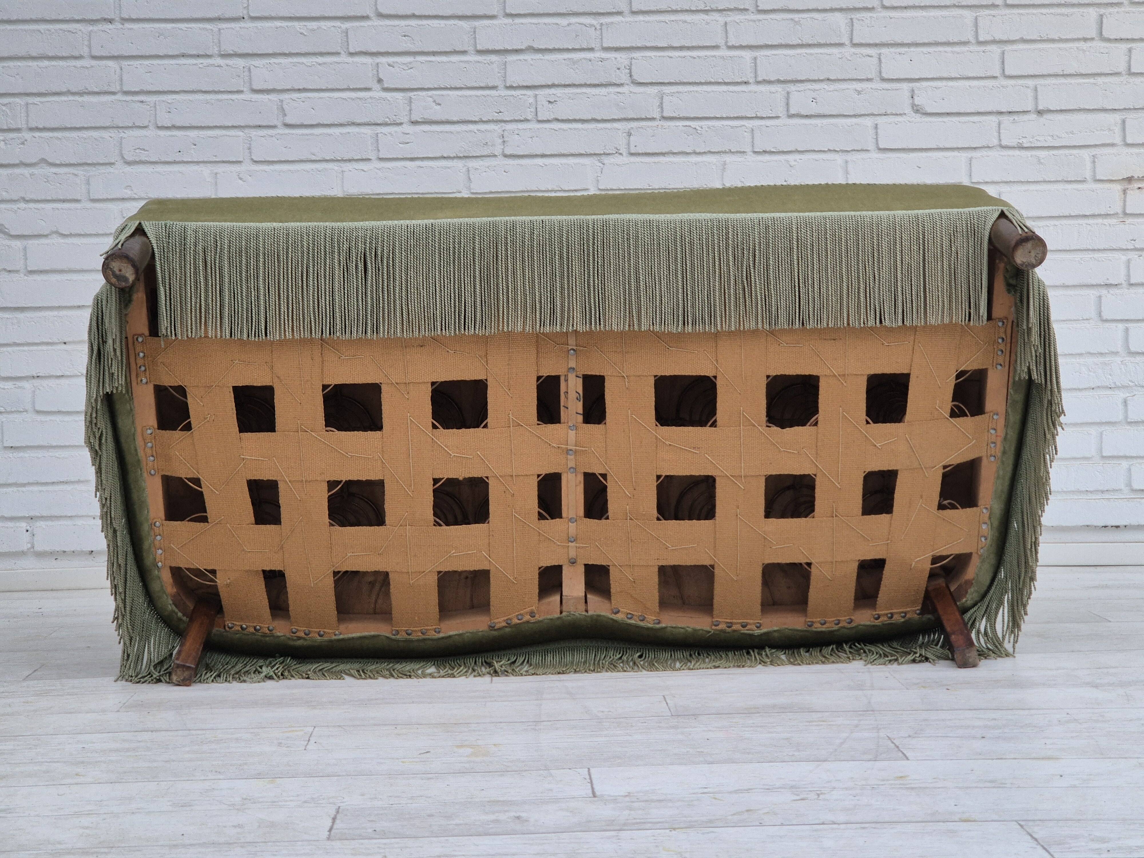 1960s, Danish 2 seater sofa, original condition, green furniture velour.