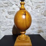 Vintage turned pine table lamp - Maison Verdière - 1970s/80s
