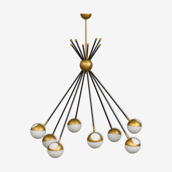 Italian Sputnik style brass chandelier