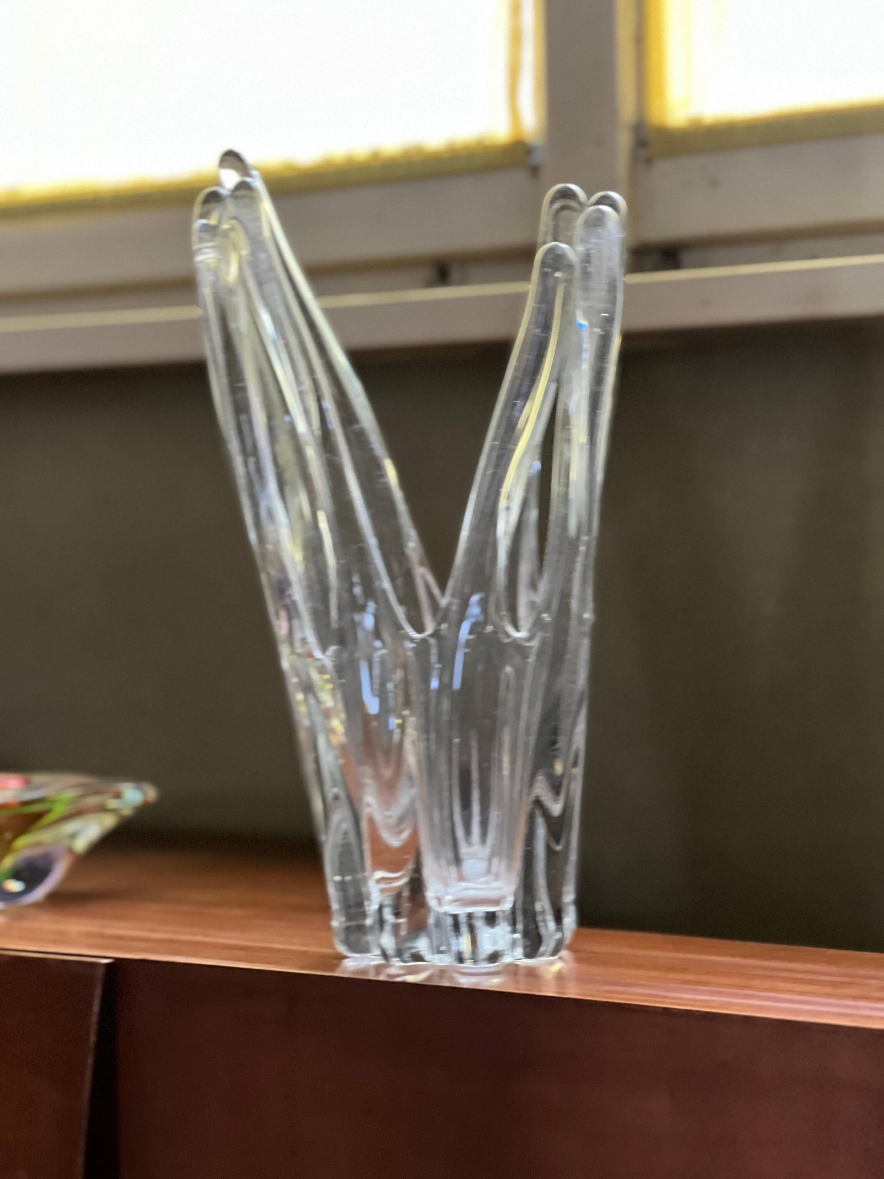 Vase de Murano - Sculpture en verre clair - Soufflé à la main