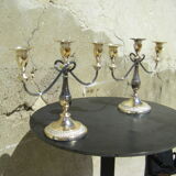 Pair of silver metal candlesticks