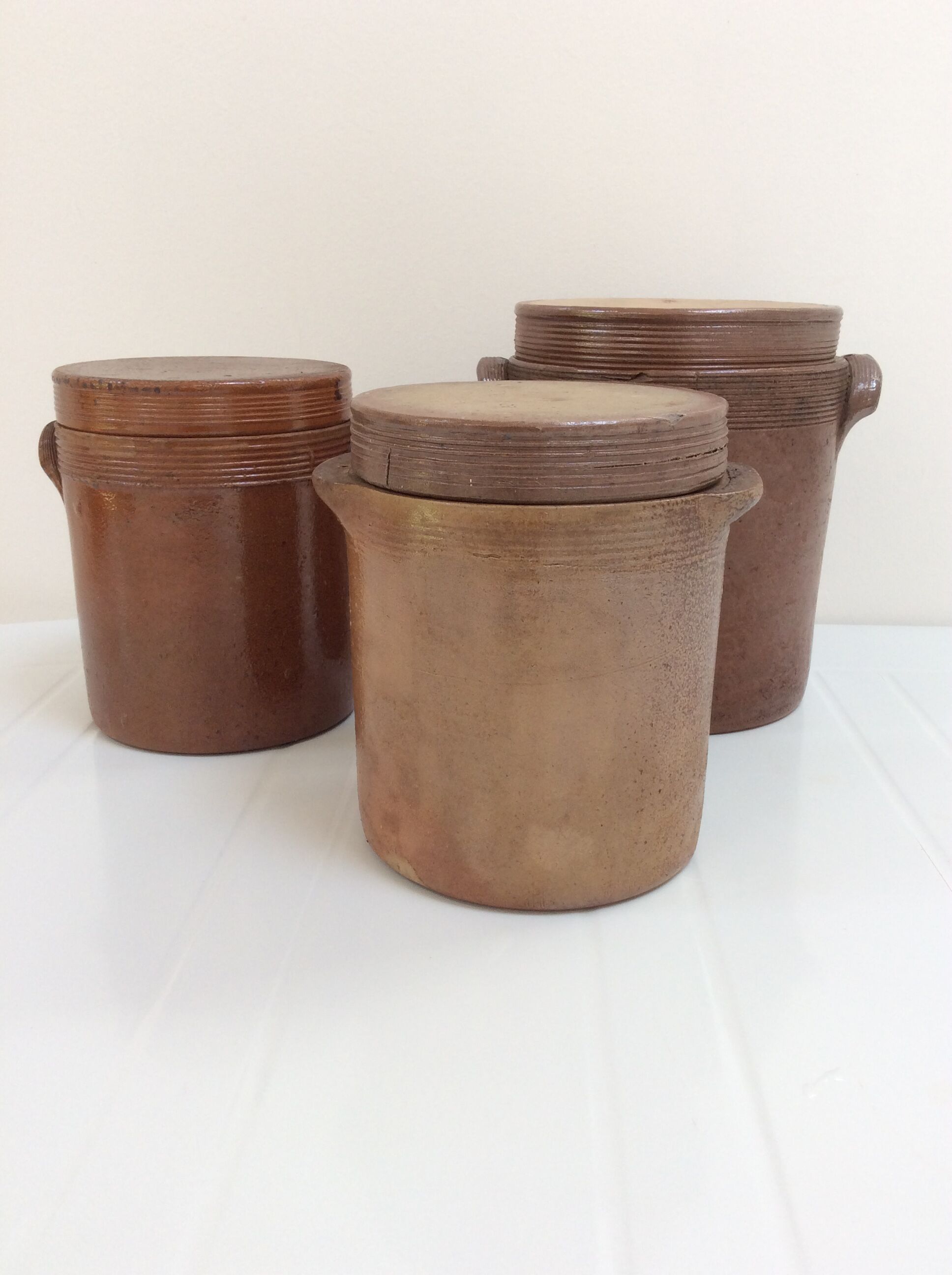 Old charentais stoneware pot with lid