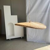 Rattan suspension or shade in the shape of a braided undulating circular tray d:80