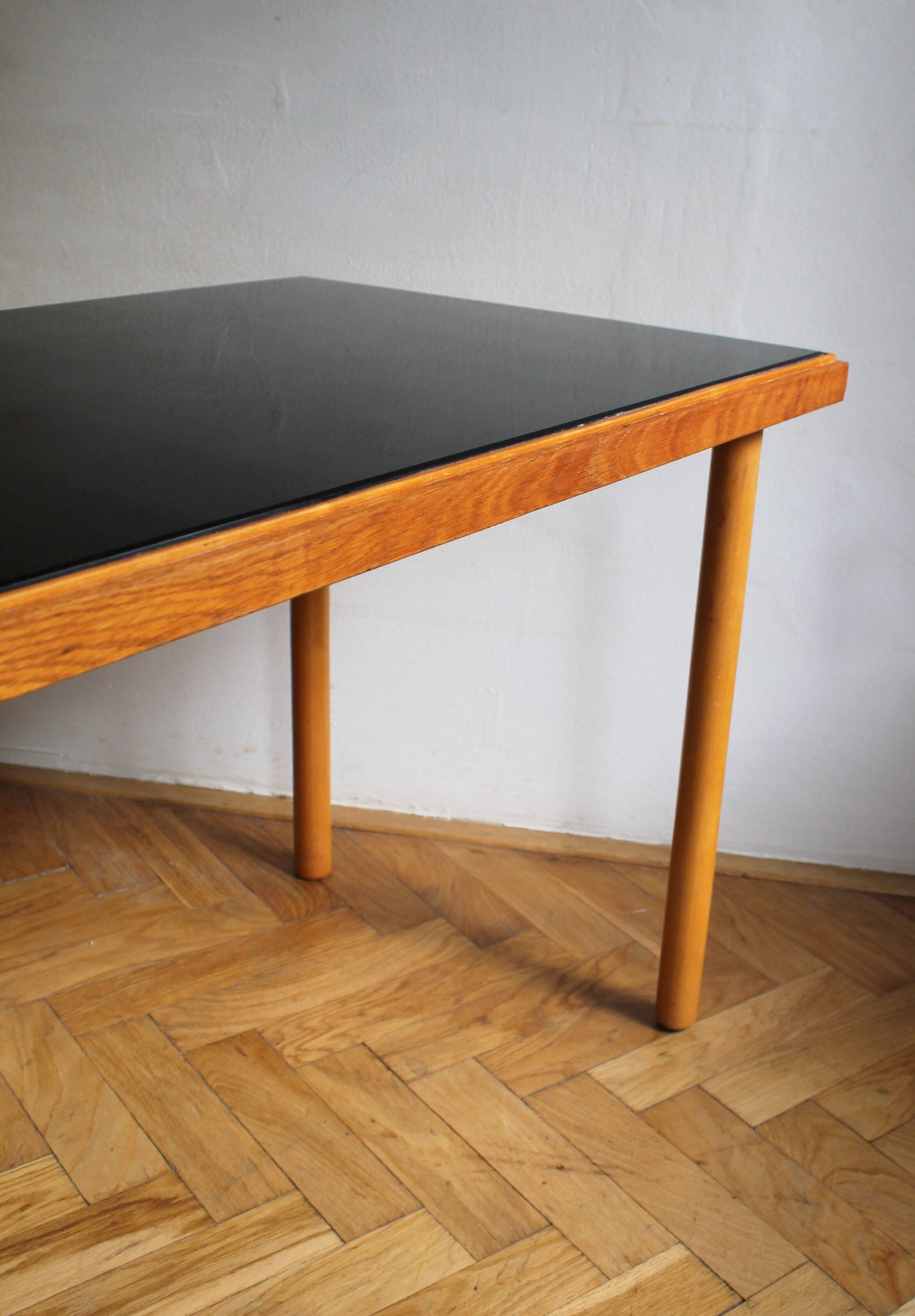 1960's Long Coffee Table with Black Opaxite Glass