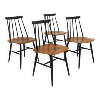 Set of 4 "Fanett" teak chairs by Ilmari Tapiovaara, Sweden, 1960