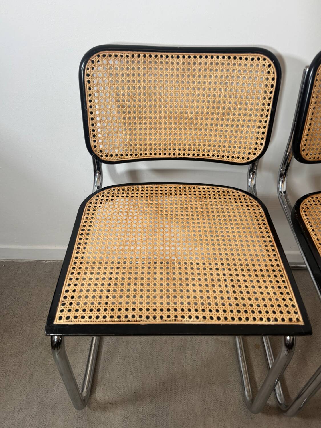 Four Marcel Breuer Cesca chairs Made in Italy