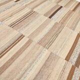 Brown & Beige Striped Large Vintage Kilim Rug, 306x336Cm