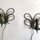 Pair of wall lights in patinated green painted iron, 1950s