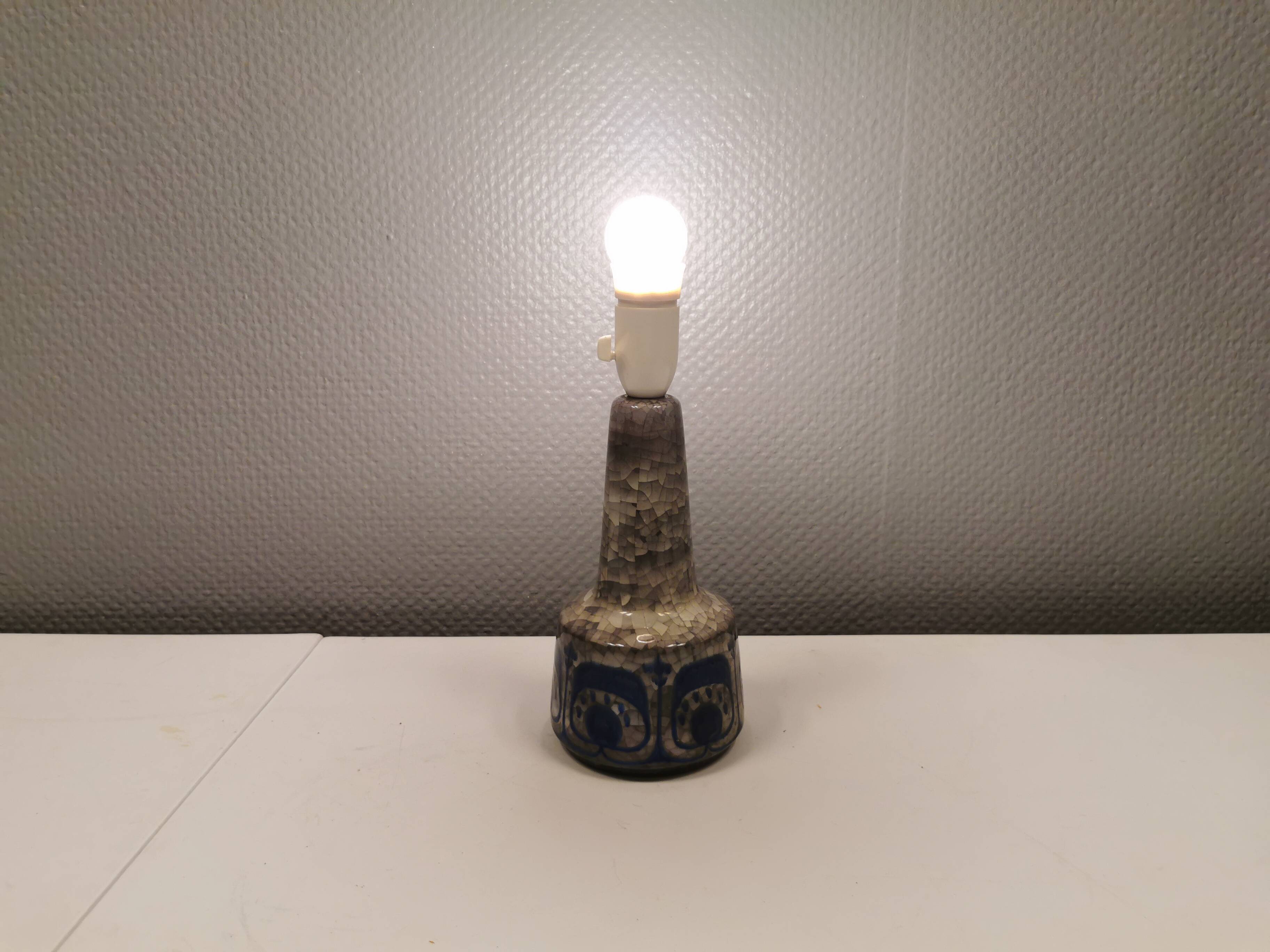 Ceramic table lamp in Grey/Blue crackled glaze, made by Michael Andersen Denmark