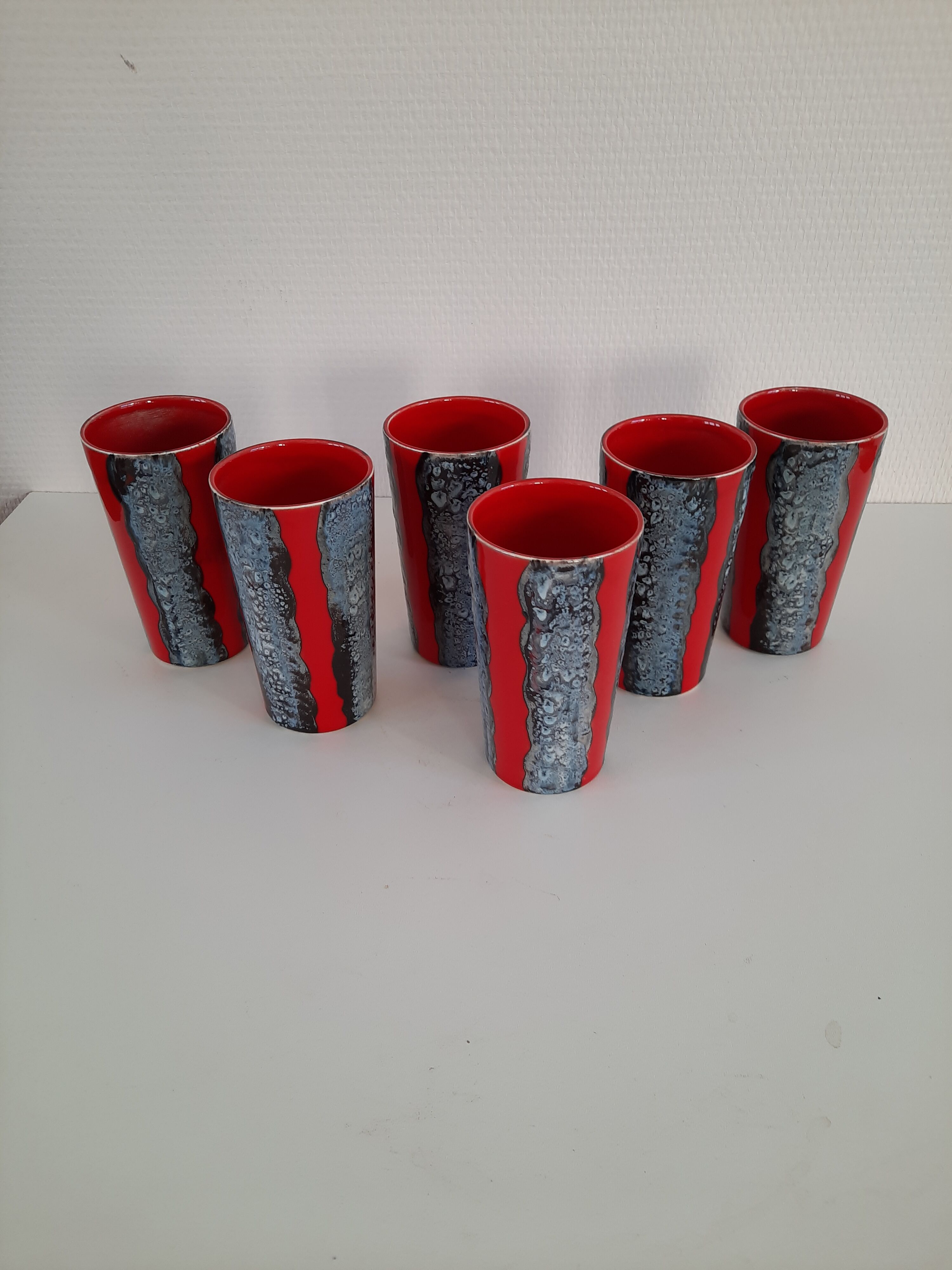 Series of 6 ceramic cups from vallauris