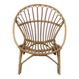 Wicker and bamboo armchair