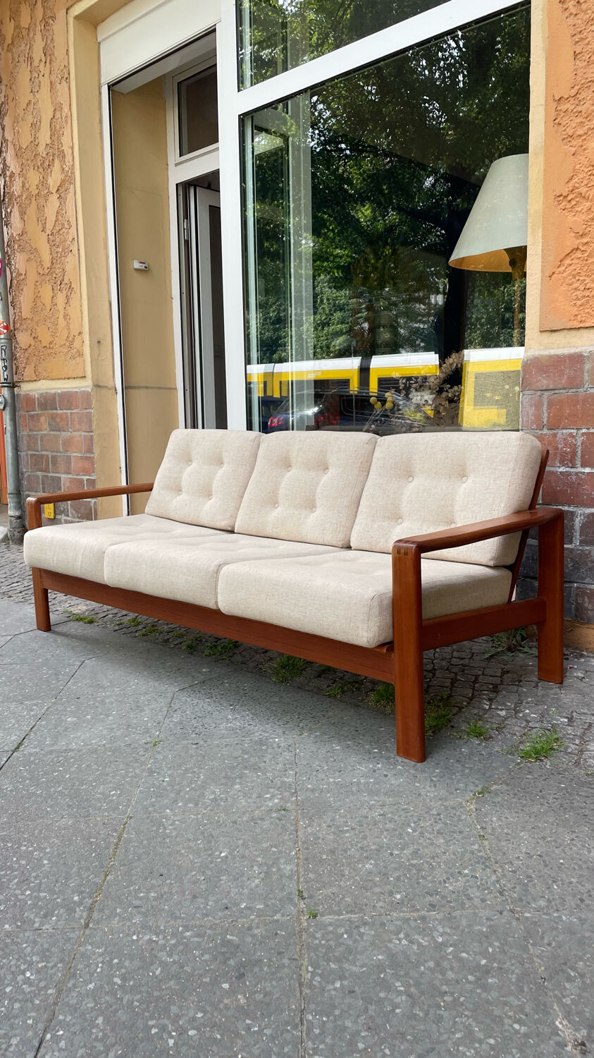 Scandinavian teak and wool sofa, Danish design 60s