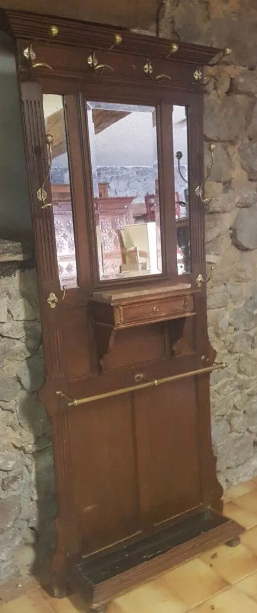 Wooden and brass cloakroom
