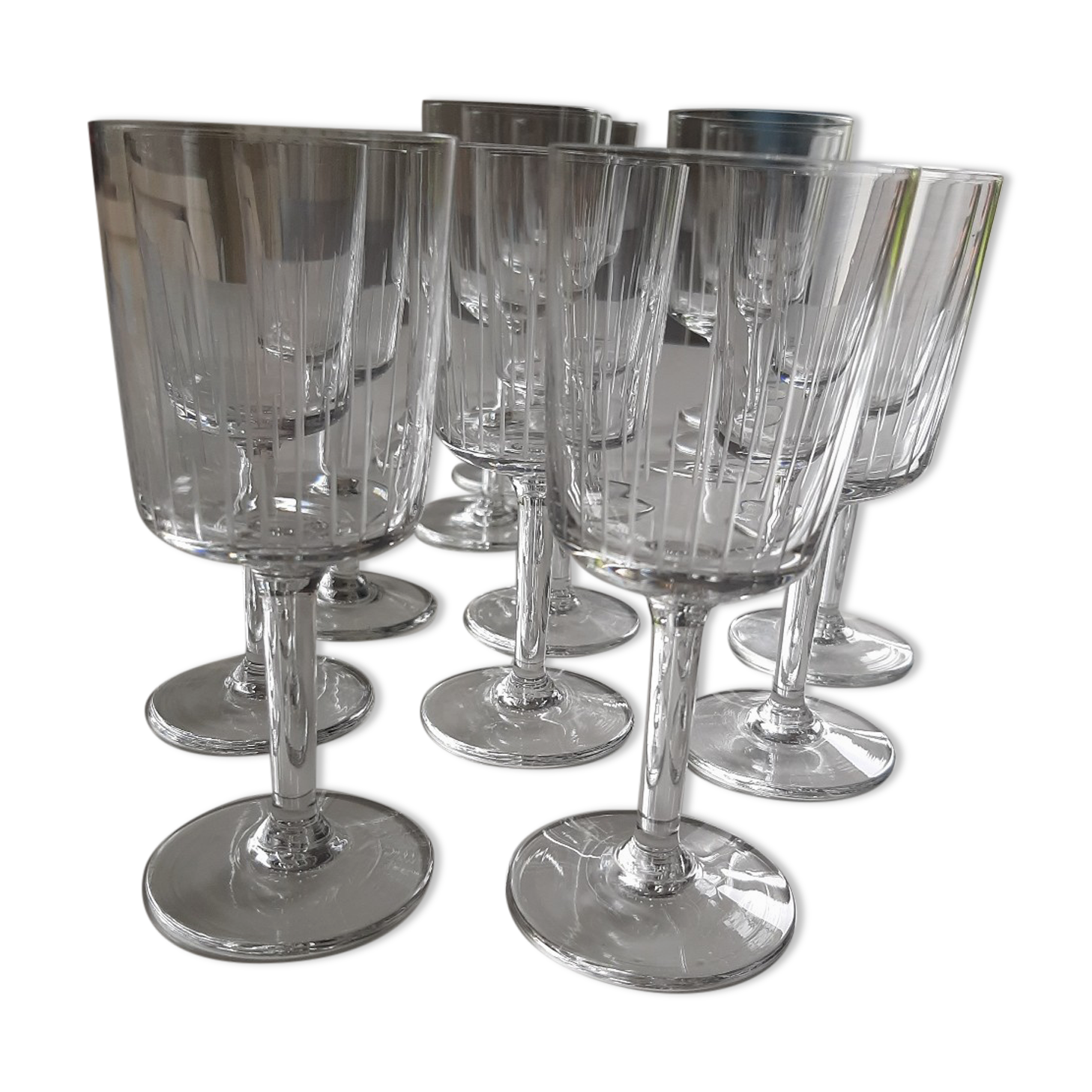Lot 14 verres à pied gravé vintage