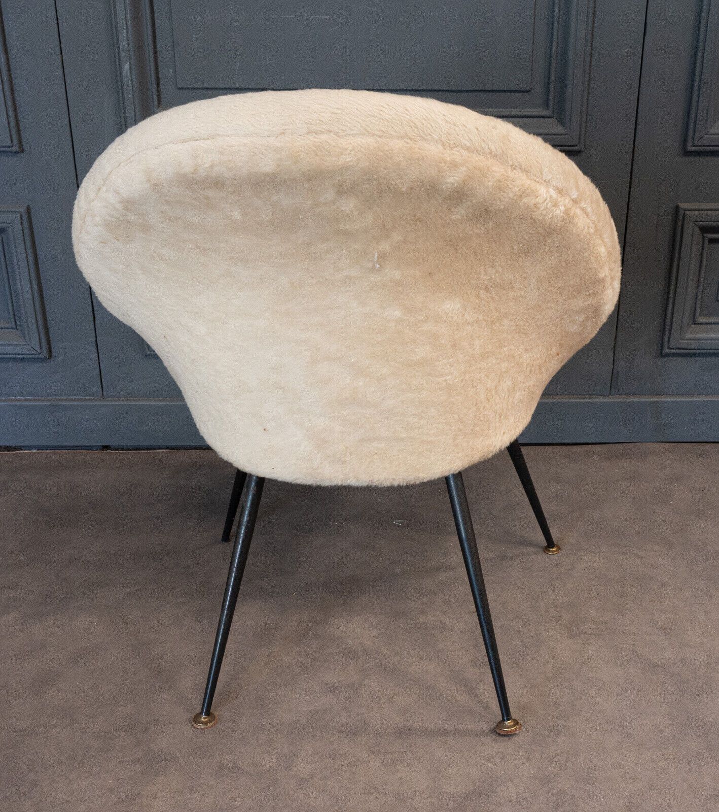 Armchair 1960 tubular black and fabric polar bear twentieth