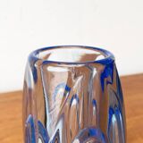Blue glass vase model 914 mid-century by Rudolf Schröter for Rosice, 1950s