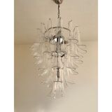 Lustre transparent « selle » en cascade en verre de murano