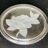 Oval glass box with pink engraved decoration