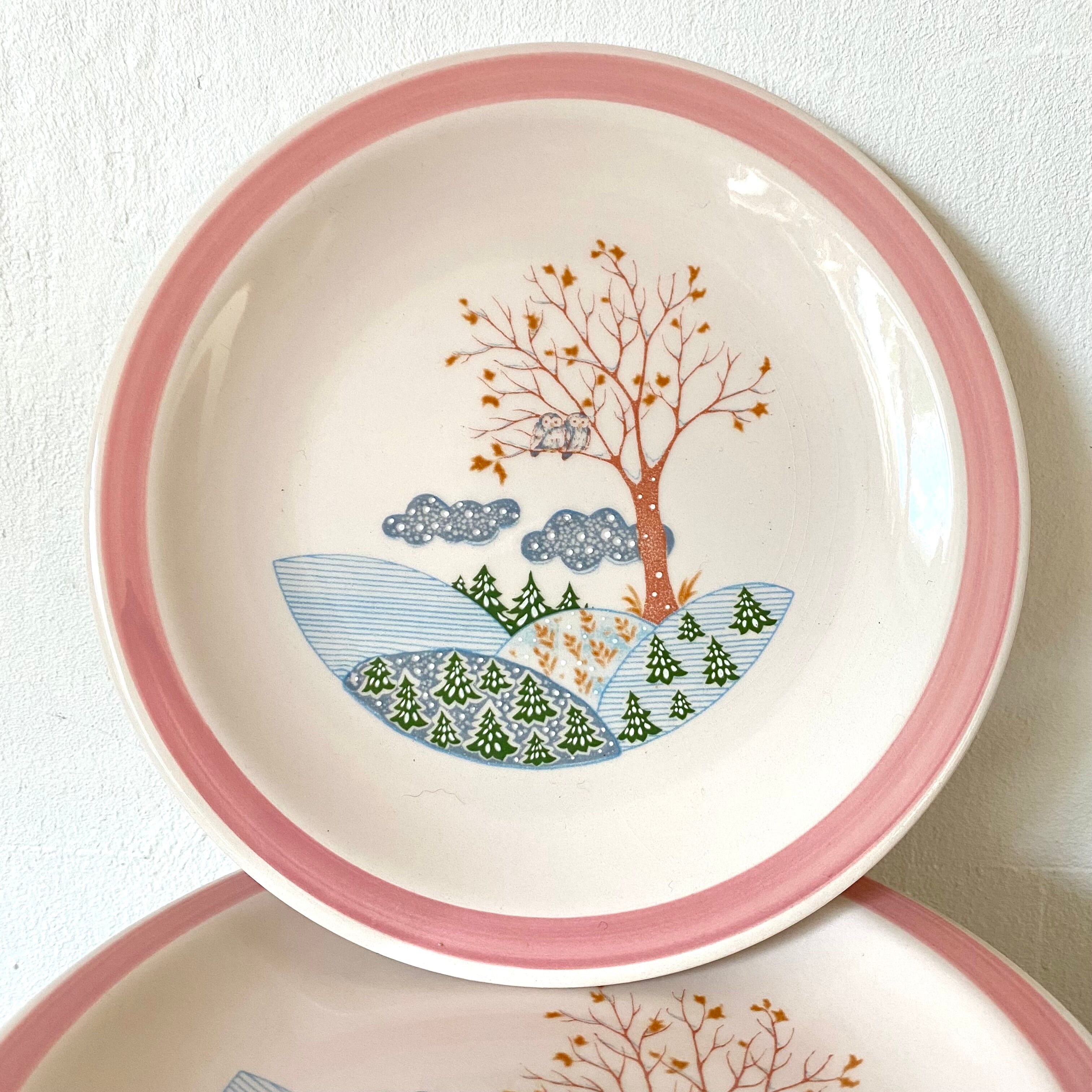 Dessert plates landscape Italy 80s