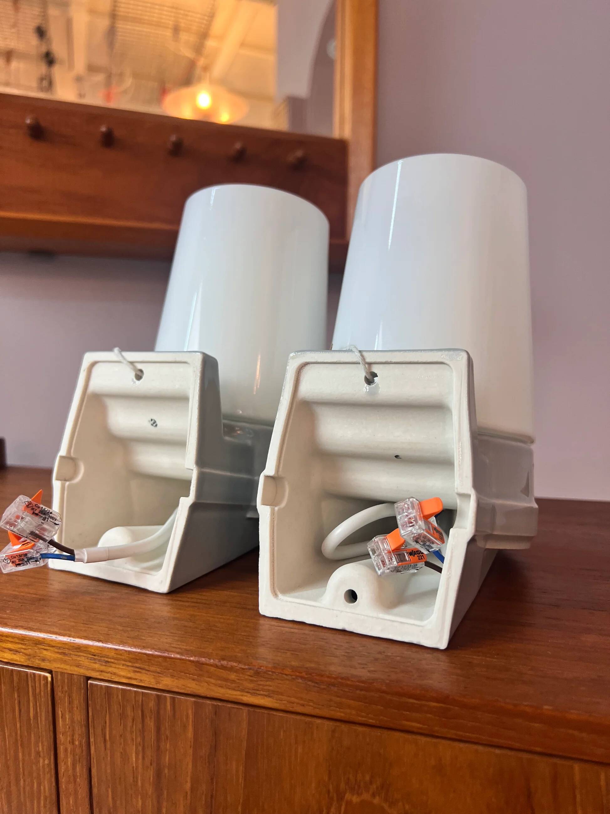 Set: 2x Wall Lamp Model 6070 light grey Sigvard Bernadotte for Ifö