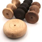 Set of four turned wooden column-style candlesticks, 1970s