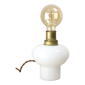Mid-century Italian Brass & Opaline Table Lamp