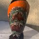 Flamed glazed ceramic slip vase molded pearly vintage vallauris