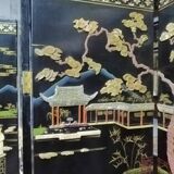 Antique Chinese bedroom screen, inlay of soapstone, jade, ivory, mother-of-pearl
