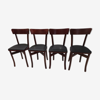 Suite of 4 chairs of vintage bistrot 1960s