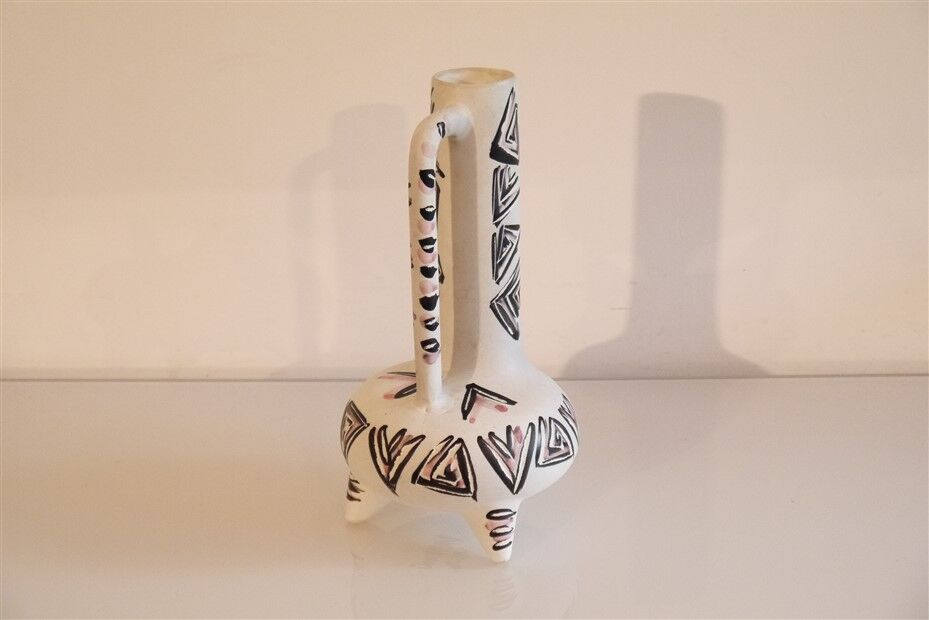 Vallauris ceramic tripod vase 1960