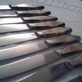12 ART DECO KNIVES.  bi-color handle