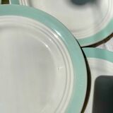 8 vintage French white and green porcelain plates from Céranord