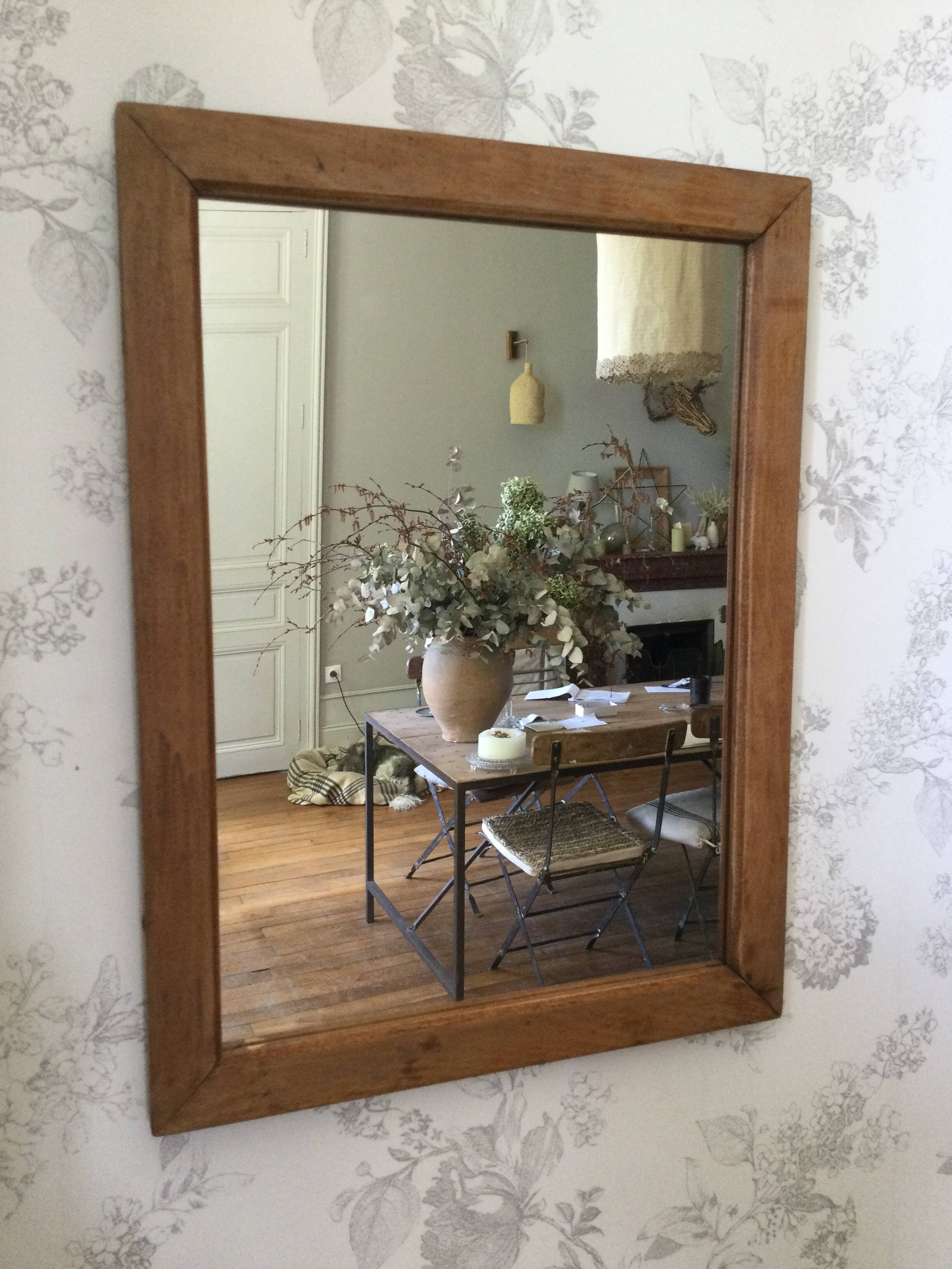 Antique natural wood mirror
