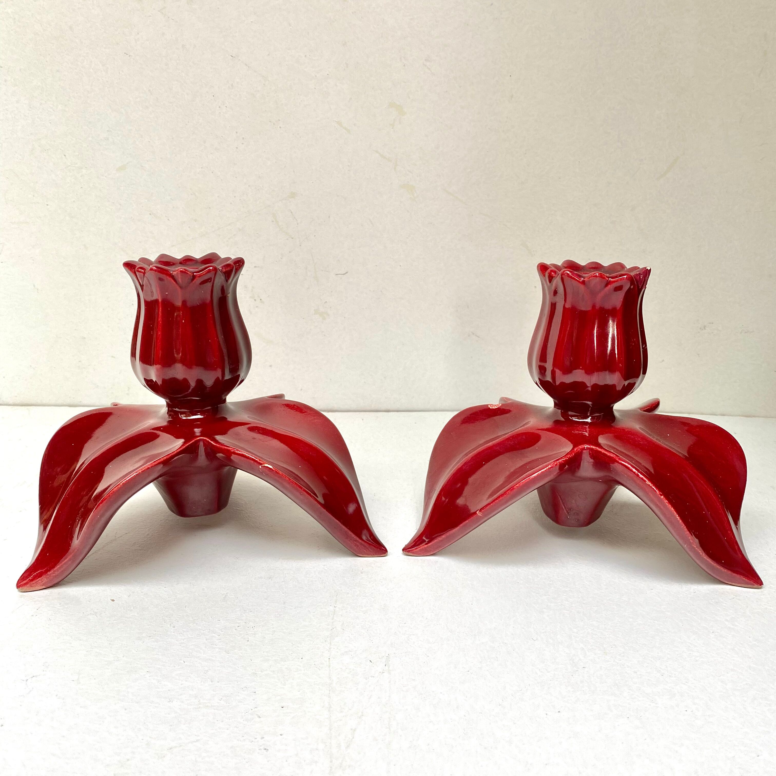 Pair of ceramic cab candlesticks