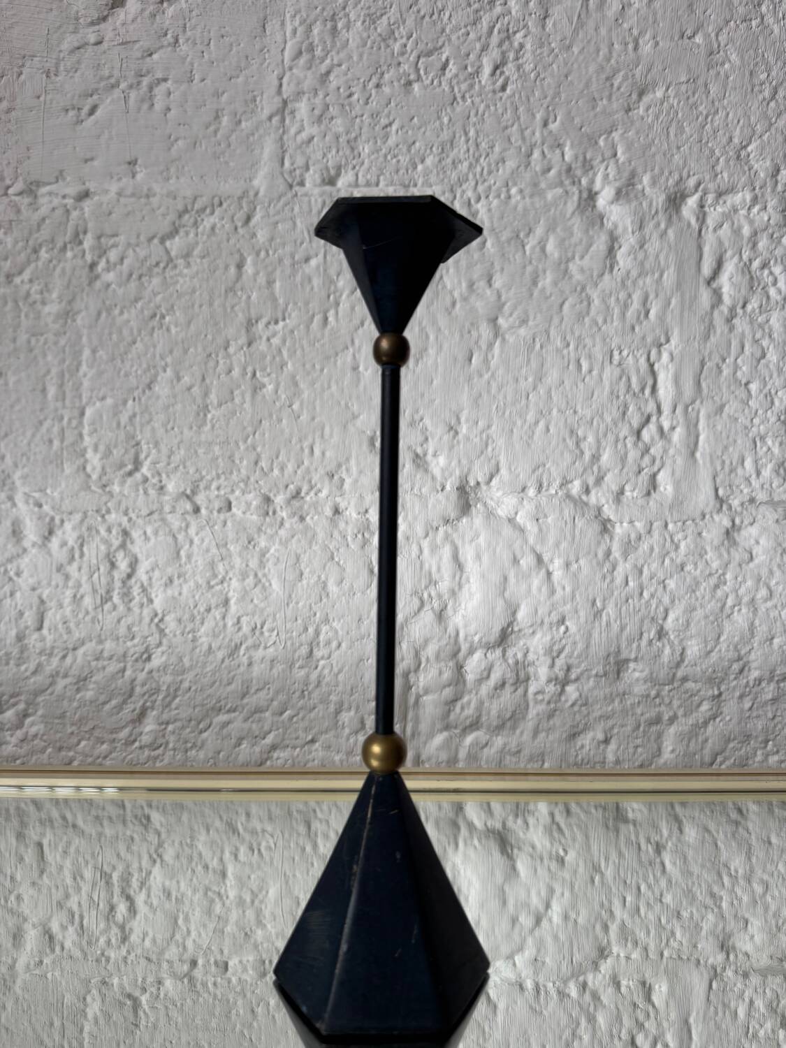 Bronze candle holder, Memphis design, 80s