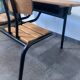 Bureau double écolier vintage relooké noir et bois