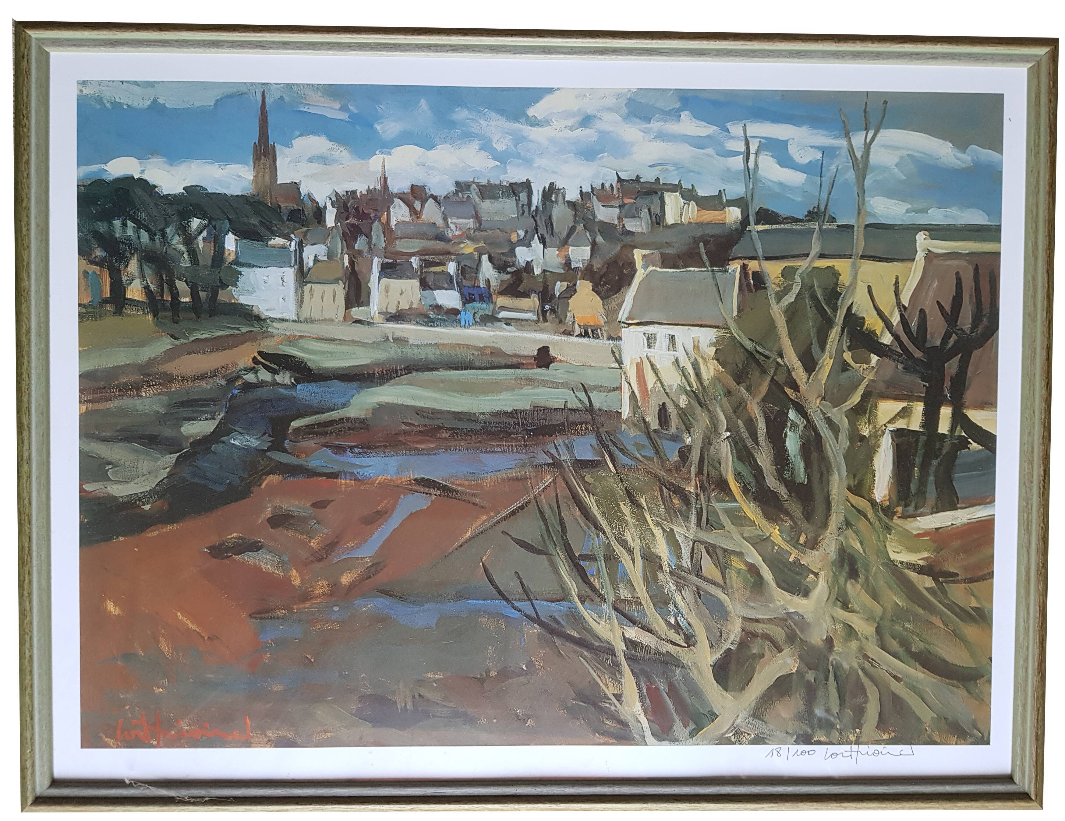 Breton landscape lithograph by Pierre Lorthioir - Numbered 18/100