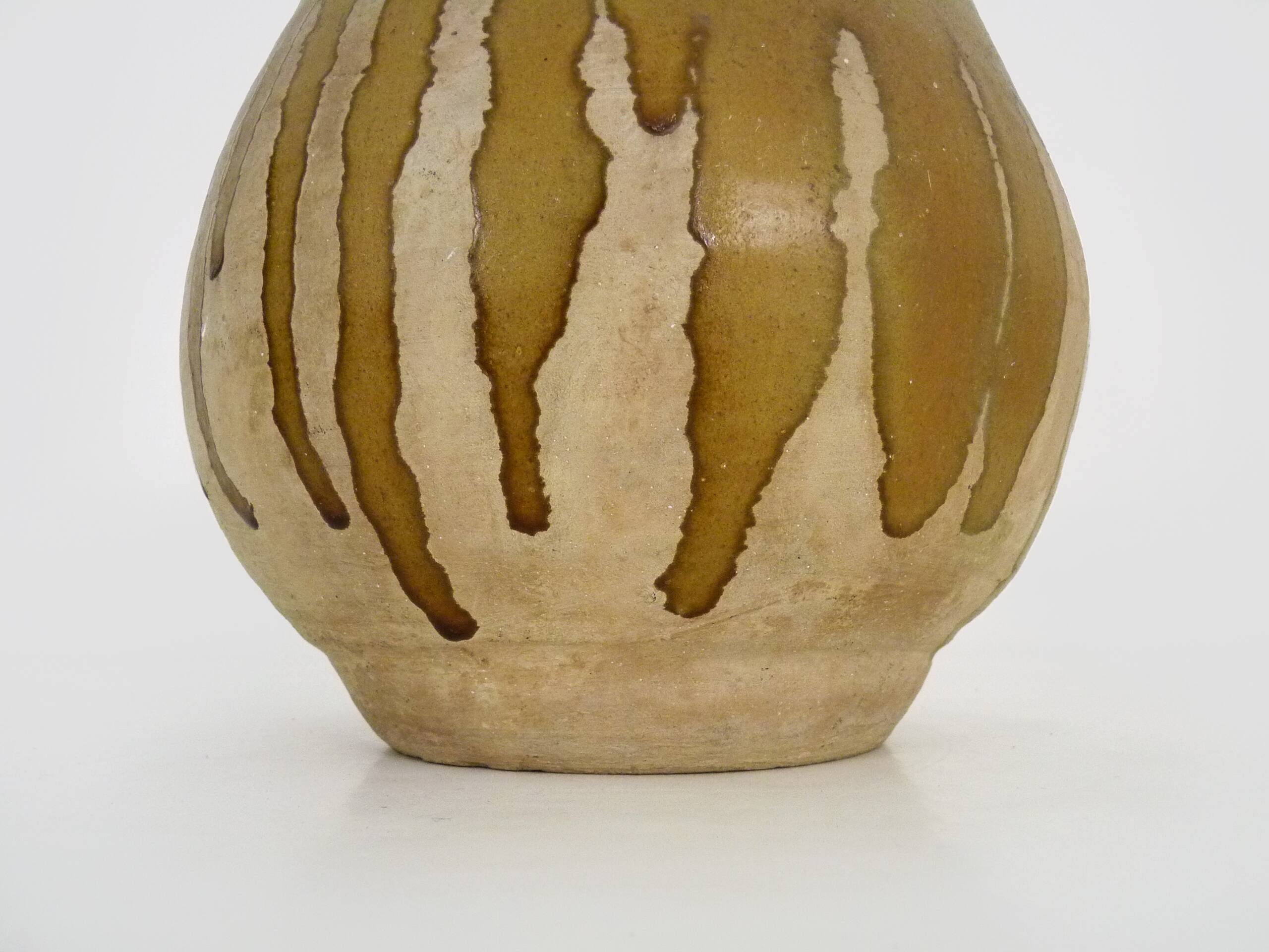 Vintage Provence glazed terracotta Biot jar with glazed neck. 20th century