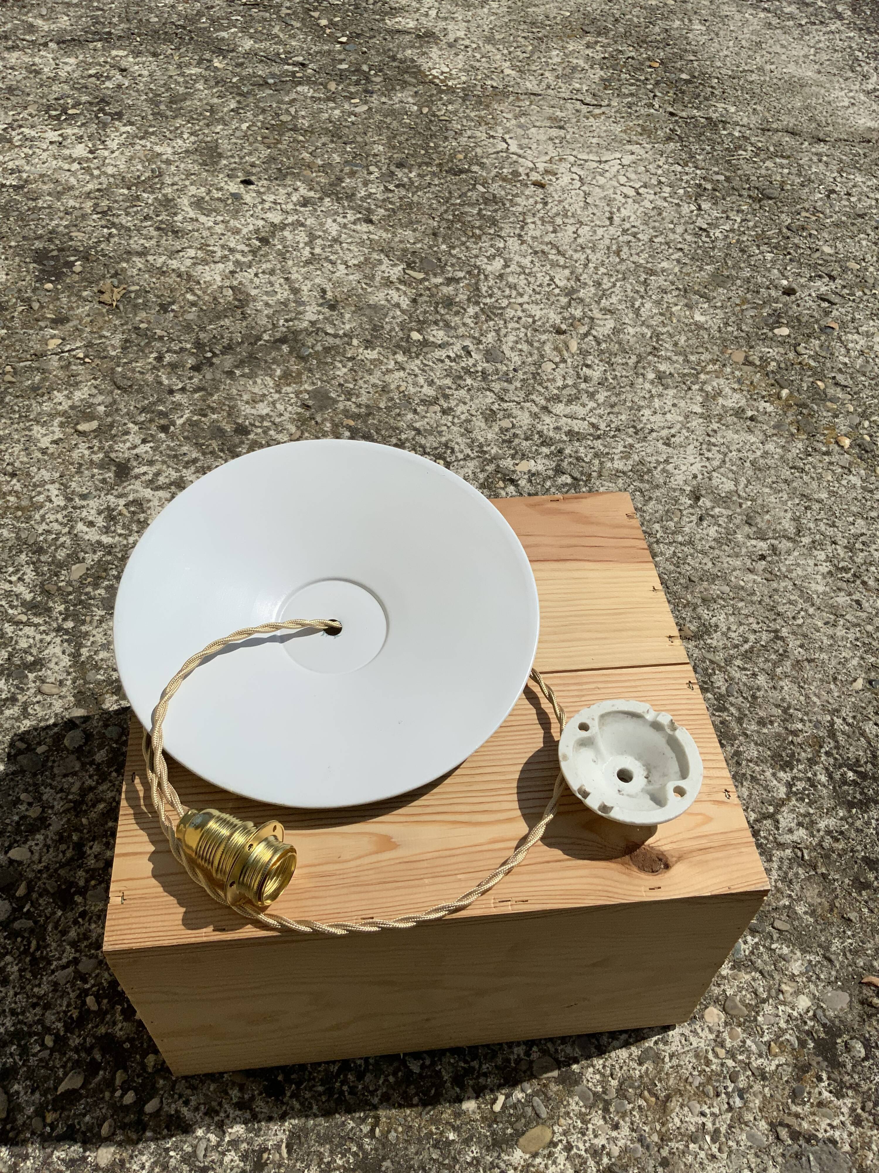 Suspension lampshade vintage blue and white